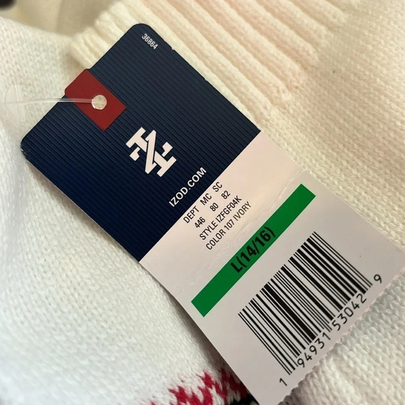 Izod NWT women’s ivory knit sweater with button collar size large - Picture 8 of 8